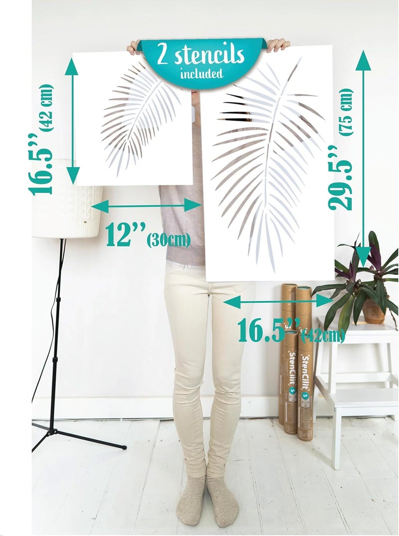 STENCILIT ® Palm Leaf Single Wall Stencil - 2 -Pack Mixed Sizes, Modern Wall Stencil for Painting Large Pattern, Palm Frond Stencil, Huge Stencil Leaves - Image 4